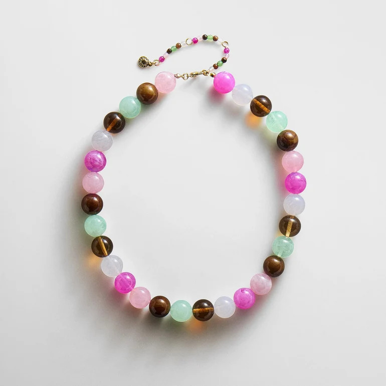 Mini Jane Beaded Necklace - Pink Multi Bead | BaubleBar