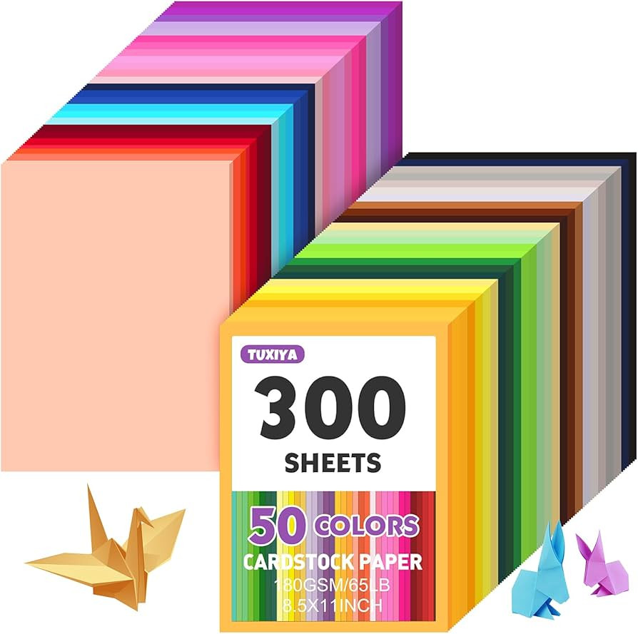 300 Sheets 8.5" X 11" Colored Cardstock, 50 Assorted Colors Construction Paper Card Stock Printer... | Amazon (US)