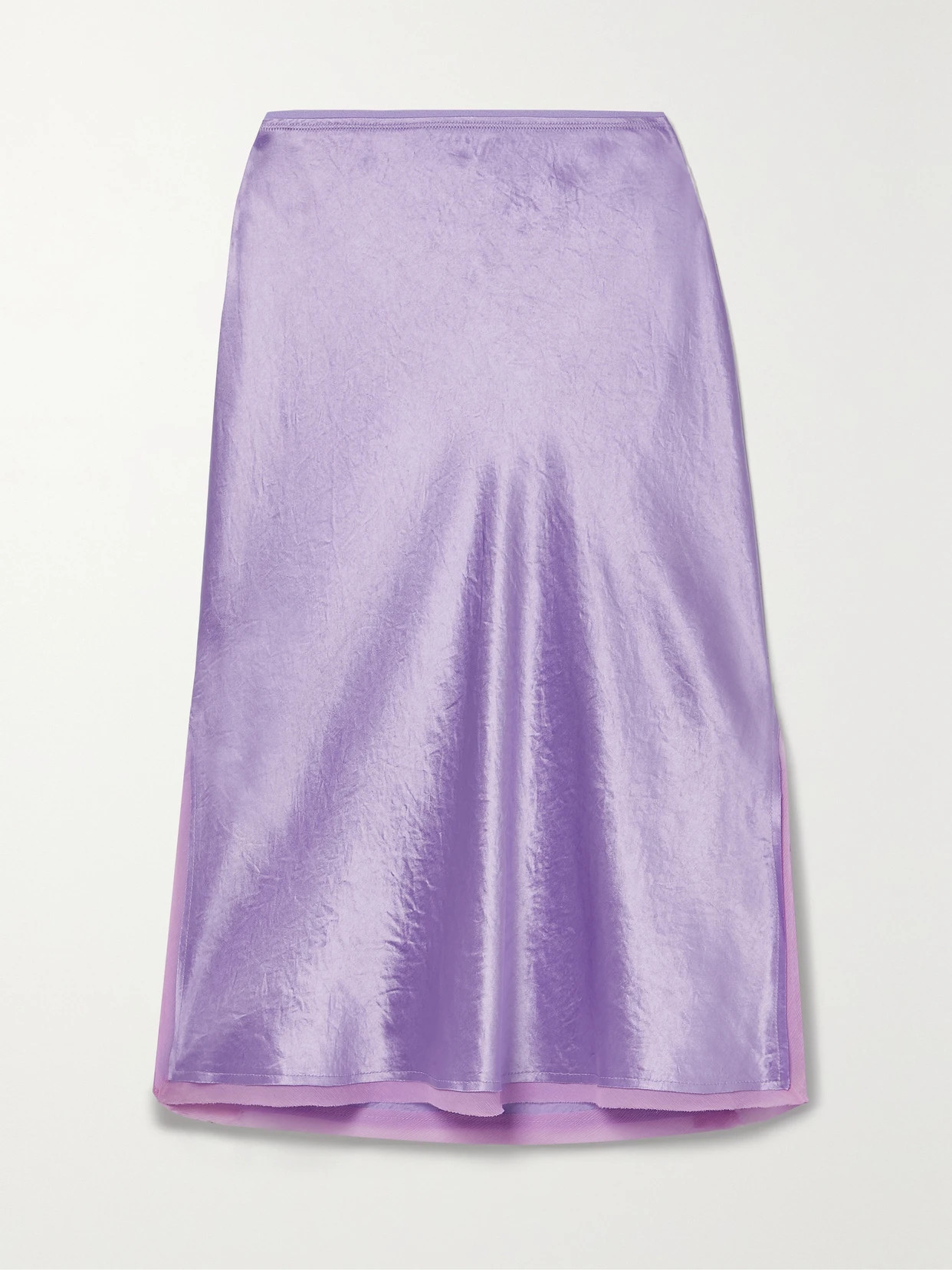 VINCE - Silk-chiffon Trimmed Hammered-satin Skirt - Purple | NET-A-PORTER (US)