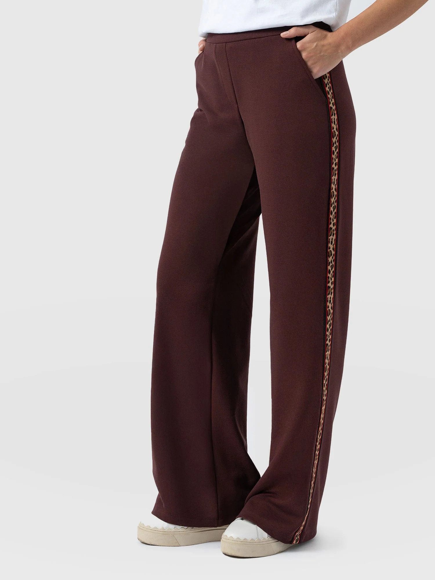 Victory Straight Leg Pant - Maroon - Leopard | Saint + Sofia