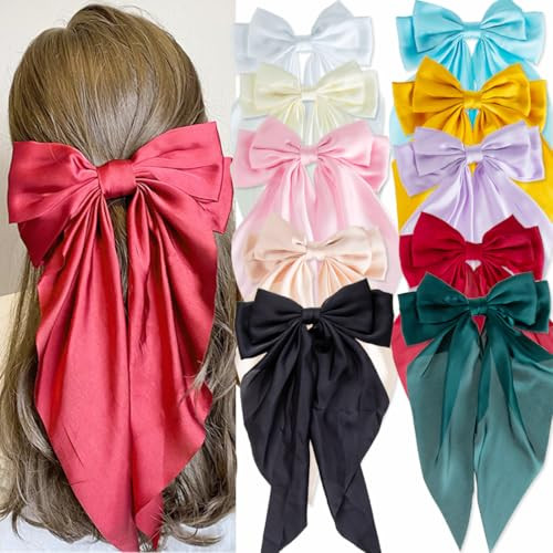 10 PCS Hair Bows,Hair Bows for Women,Hair Ribbons,Oversized Long-tail Cute Aesthetic Hair Accessories,Large Hair Barrettes for Women,Big Hair Bow,Big Bows for Girls | Amazon (US)