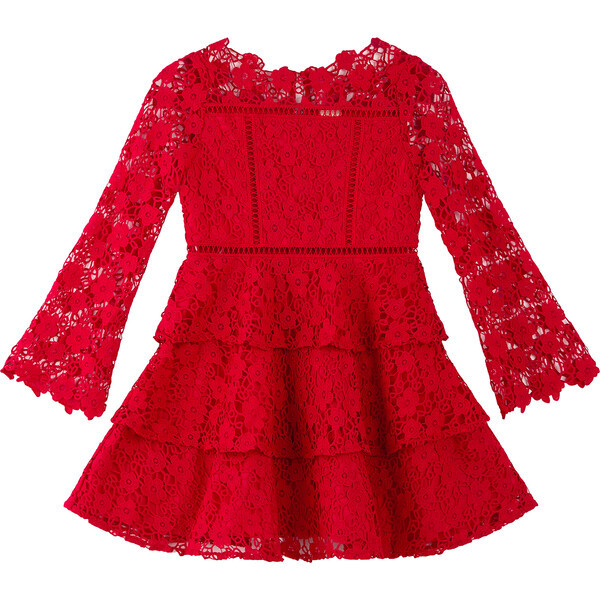 Wonderland Embroidered Dress, Red - Marlo Kids Dresses | Maisonette | Maisonette