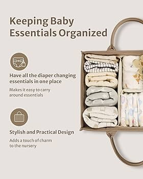 Blissful Diary Baby Diaper Caddy Organizer, Stylish Storage Basket for Newborn Essentials and Dia... | Amazon (US)