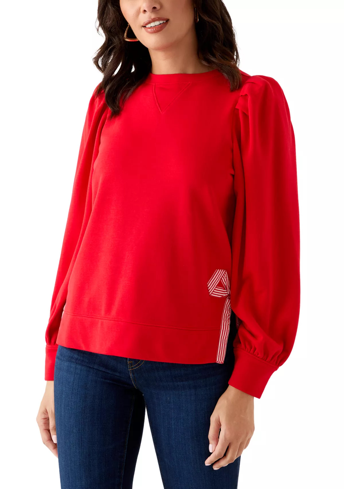 Women's Long Bow Puff Sleeve Sweatshirt | Belk