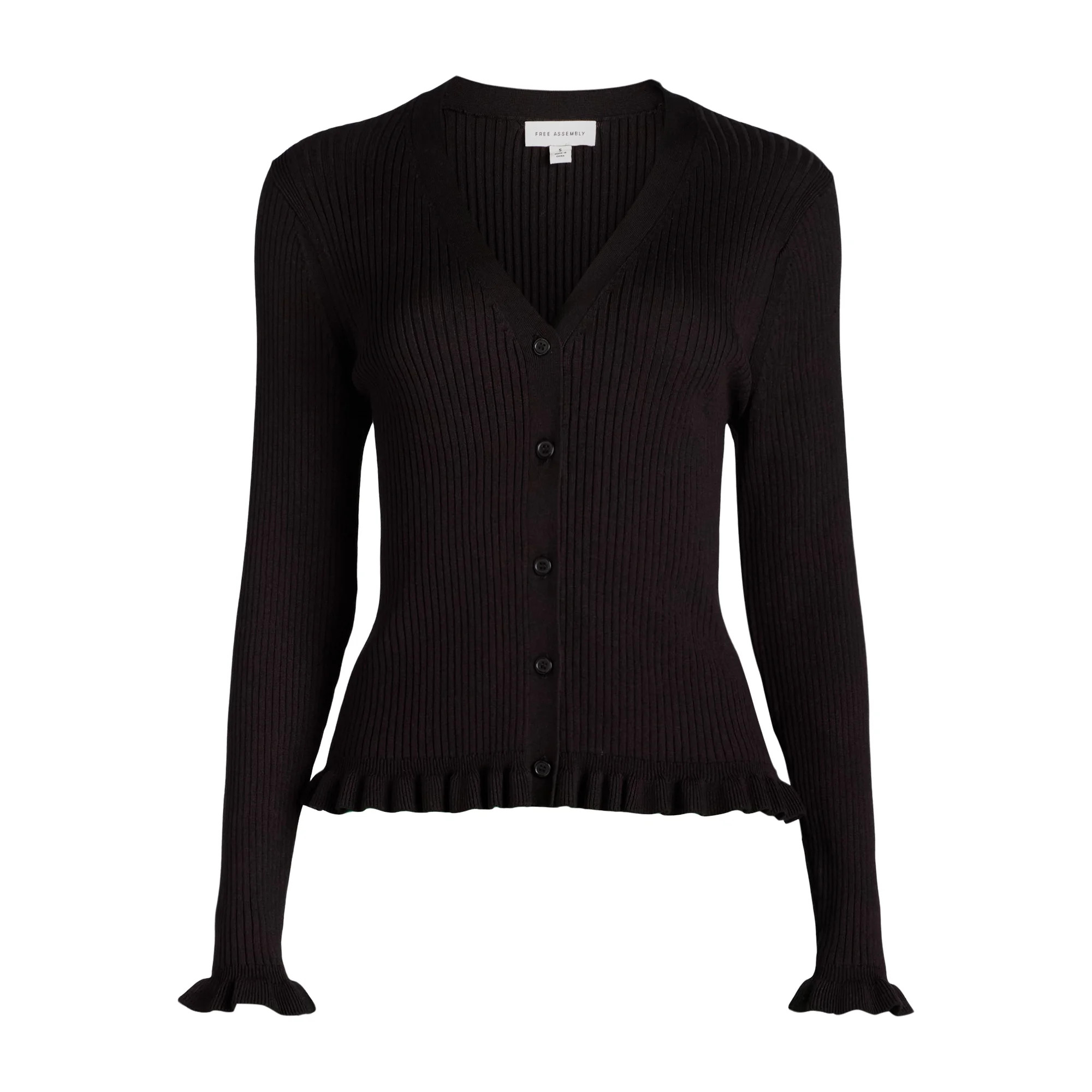 Free Assembly Women's Ruffle Hem Cardigan Sweater with Long Sleeves, Lightweight, Sizes XS-XXL | Walmart (US)