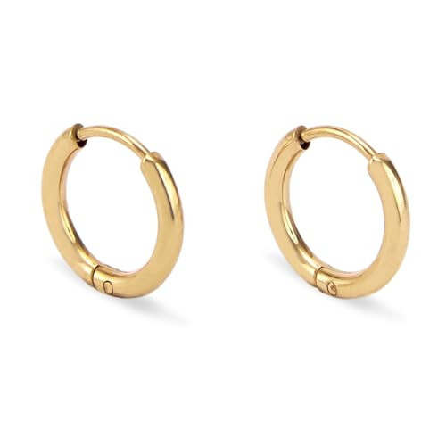 Hey Harper Hoop Earrings For Women Trendy - Lightweight Waterproof & Sweatproof Jewerly - Stainless Steel Earrings with 14k Golden Color PVD Coating | Amazon (US)