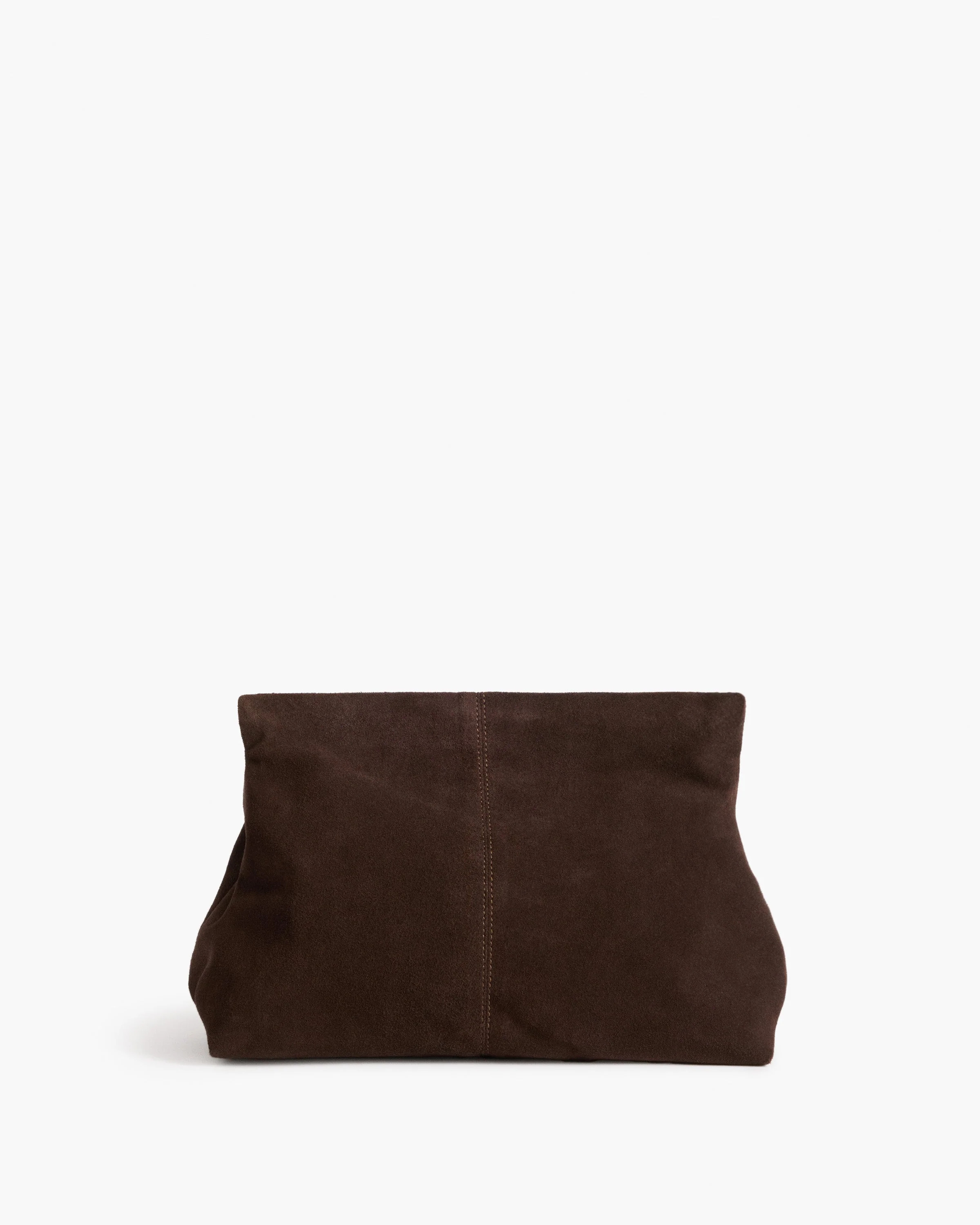 Clay Clutch Suede Chocolate Bag | Flattered