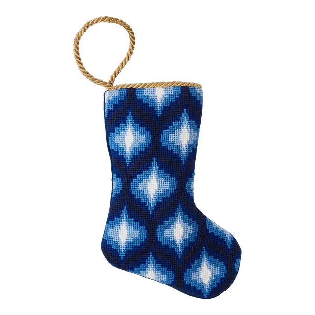 Classic Blues Ogee Bauble Stocking by Kimberly Whitman | Chairish