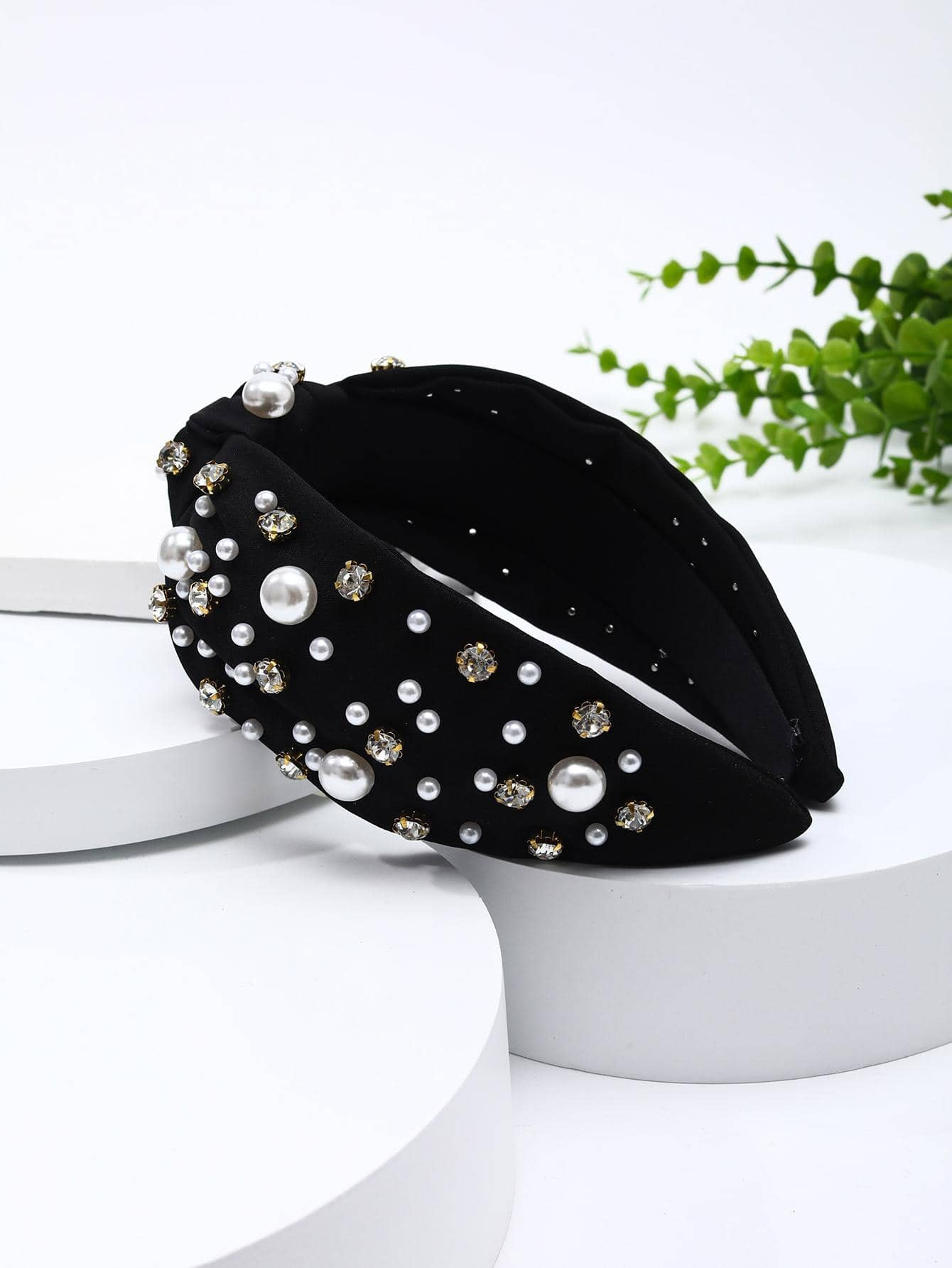 1pc Women Rhinestone & Faux Pearl Decor Knot Detail Fashion Versatile Headband, For Decoration | SHEIN