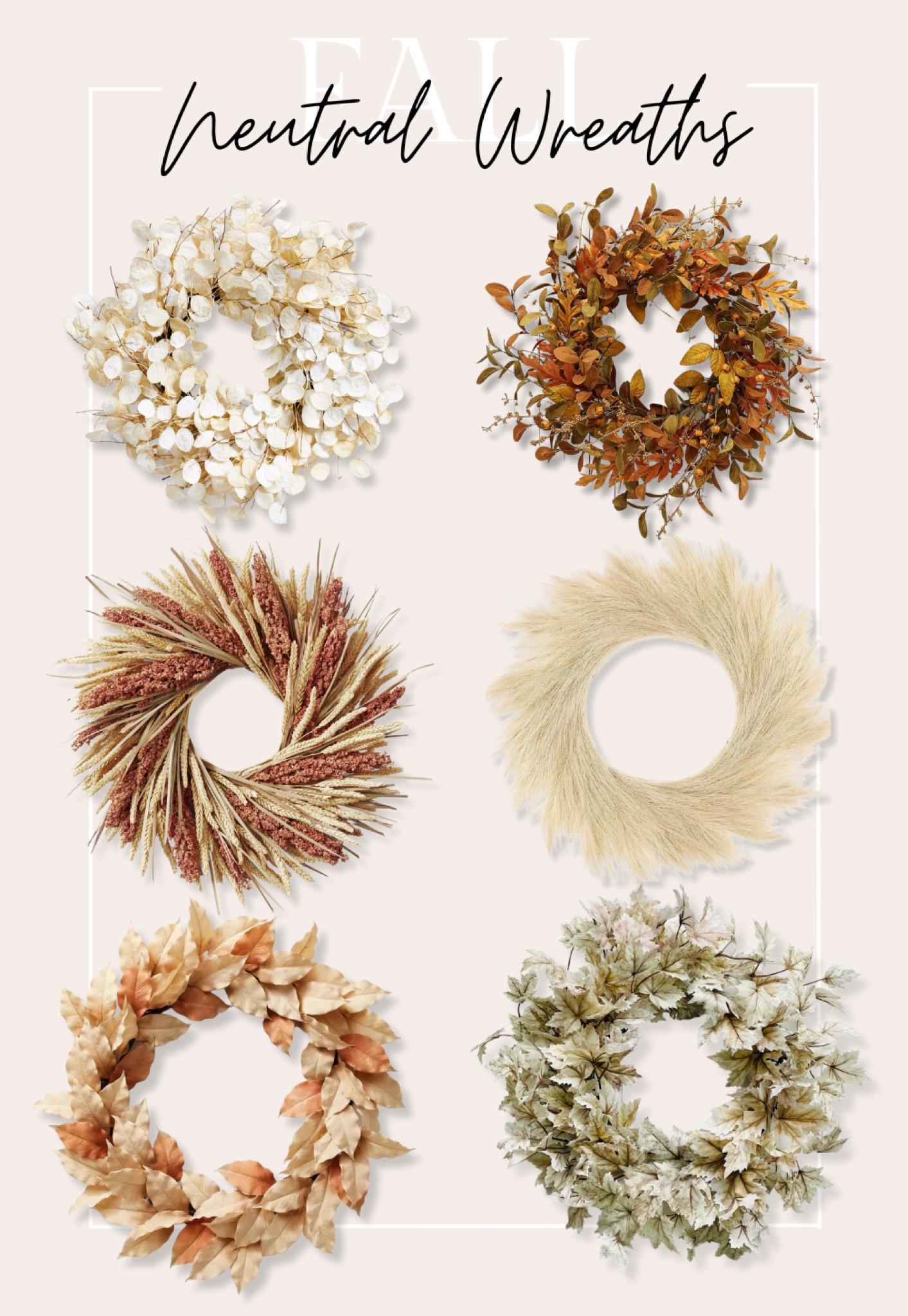 Neutral fall wreaths! 
.
.
.
Fall wreaths, autumn wreaths, fall decor, fall decorations, outdoor wreaths, front door wreaths, indoor wreaths 

#LTKunder100 #LTKSeasonal #LTKFind