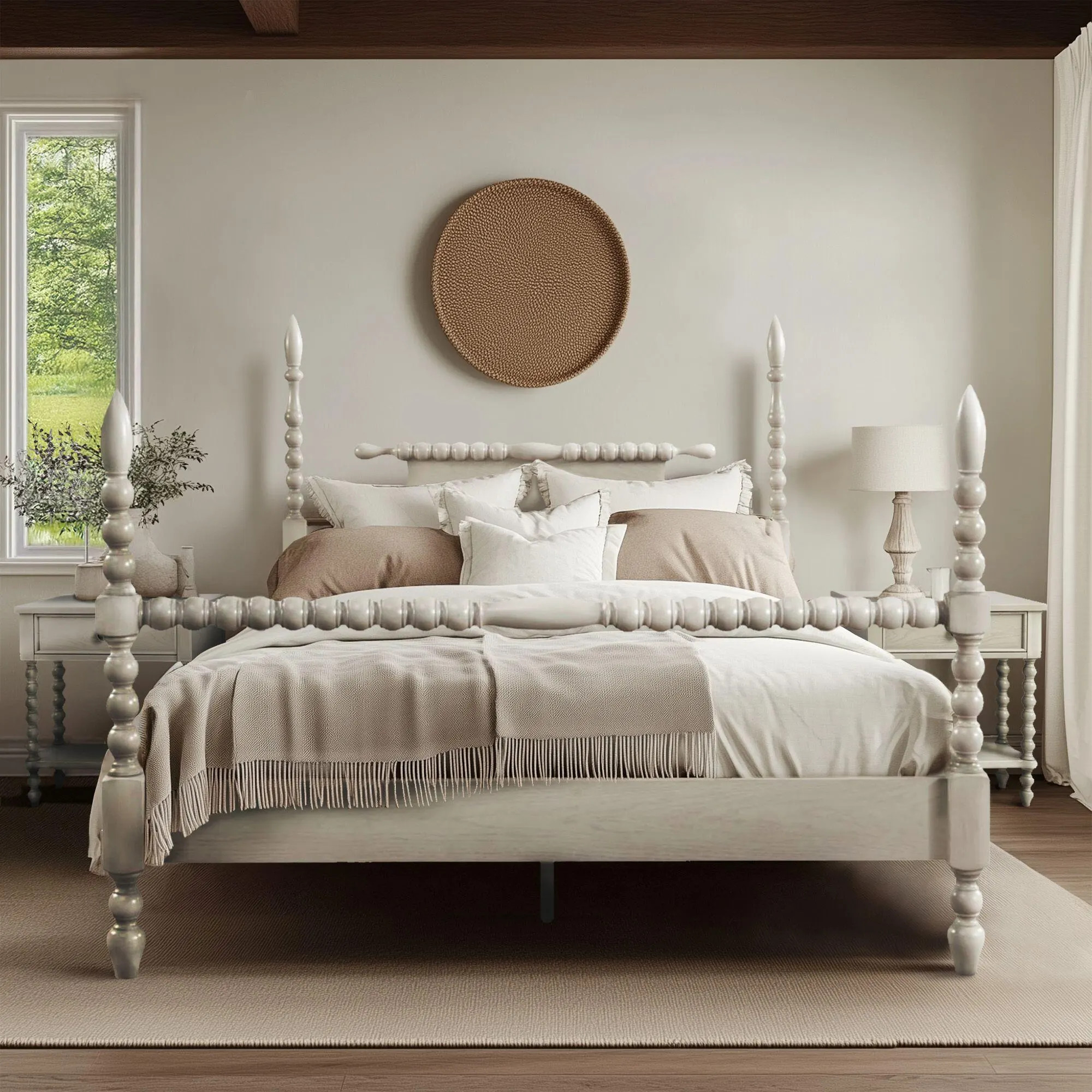 Madison Park Signature Beckett Rolling Pin King Bed, Antique Cream | Ashley