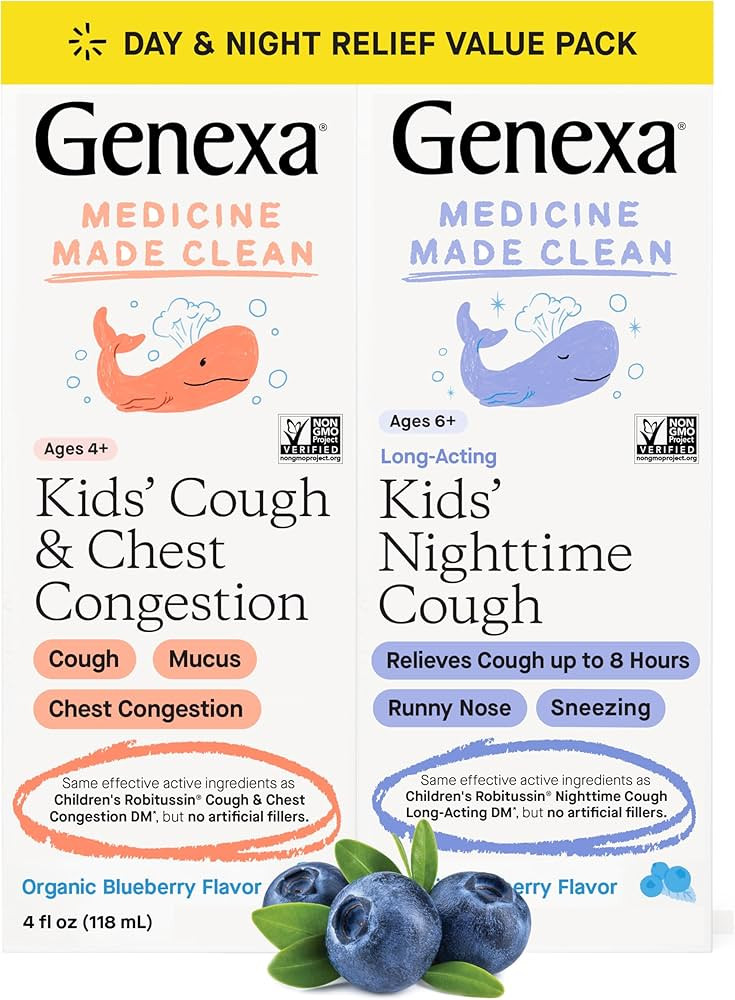 Genexa Kids' Day & Night Cough Combo Pack | Childrens Liquid Daytime Cough & Chest Congestion Rel... | Amazon (US)