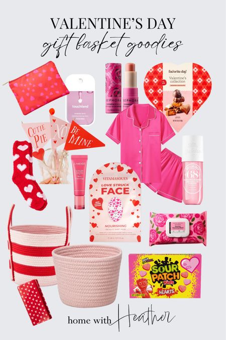 Valentine’s Day gifts for girls!
Love making a Valentine gift basket for our teen and pre teen girls!

Pink pajamas, silk pajamas, Valentine’s Day chocolate, heart candy, heart socks, pink basket, heart zipper pouch, Valentine’s Day mini flag pennant, heart sheet mask, SOL DE JANEIRO perfume, Sephora lip balm & scrub, Sephora cleansing wipes, touchland hand sanitizer, plush mini Valentine gnome set, heart tissue paper, valentines cozy crew socks, LANEIGE Lip Glowy Balm, sour patch kids Valentine’s Day candy.

#LTKGiftGuide #LTKkids #LTKSeasonal