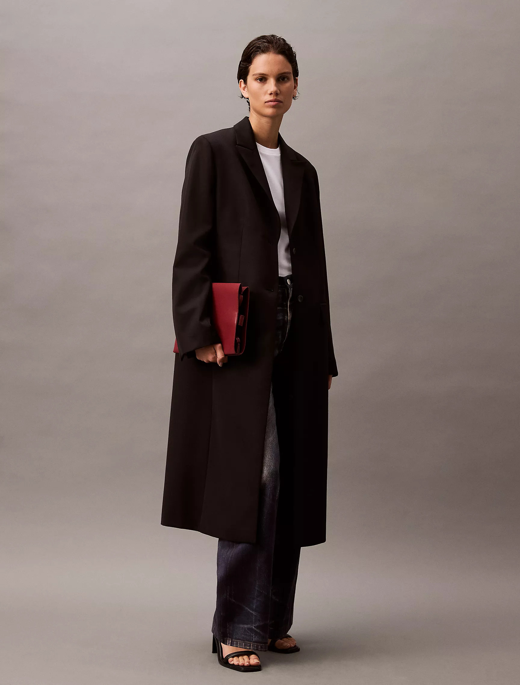 Crepe Single Breasted Coat | Calvin Klein | Calvin Klein (US)