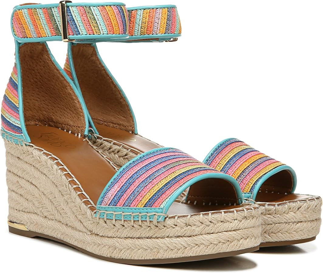 Franco Sarto Womens Clemens Raffia Espadrille Wedge Sandals | Amazon (US)