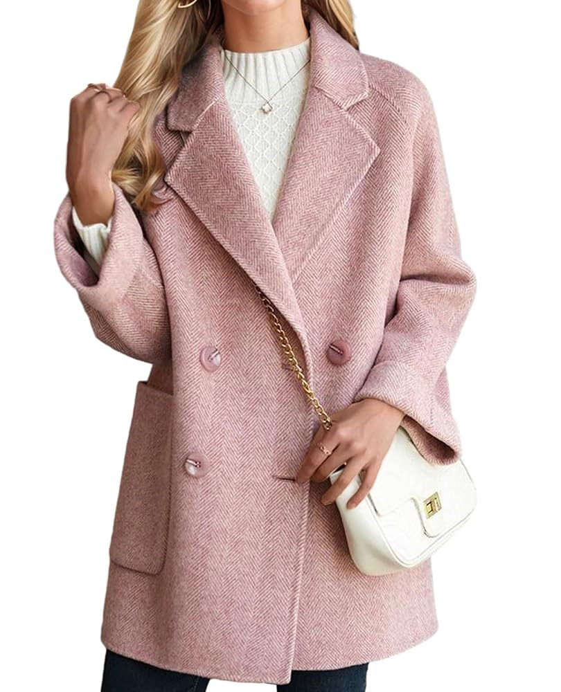 CHARTOU Women Wool Coat Peacoat Jacket Thick Loose Double Breasted Pea Coat Woolen Winter Overcoa... | Amazon (US)