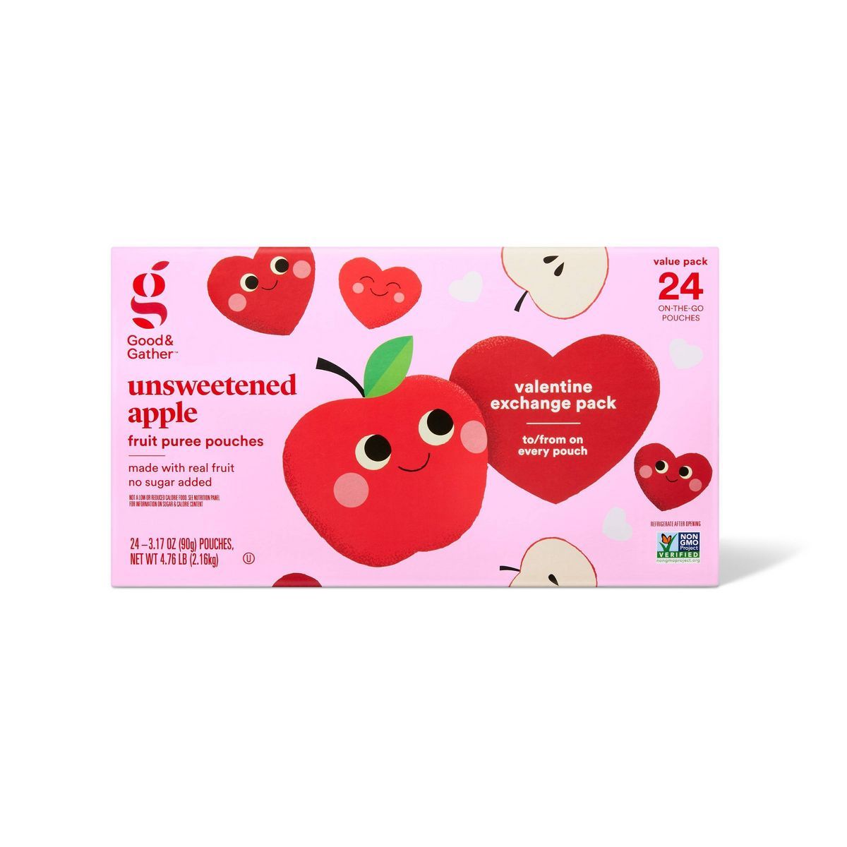 Valentine's Unsweetened Apple Fruit Puree Pouches - 4.76lb/24ct - Good & Gather™ | Target