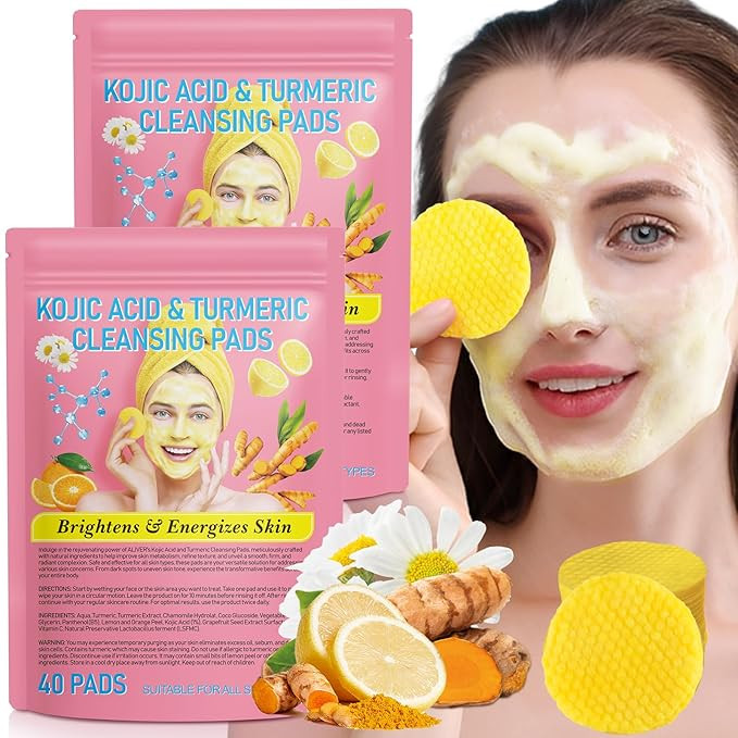 Turmeric Cleansing Pads 2 Pack,Kojic Acid and Turmeric Cleansing Pads for Face and Body Remove Ex... | Amazon (US)