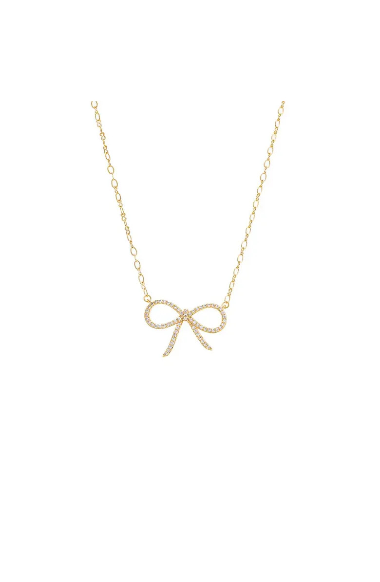 BY ADINA EDEN Thin Pave Bow Necklace | Nordstrom | Nordstrom