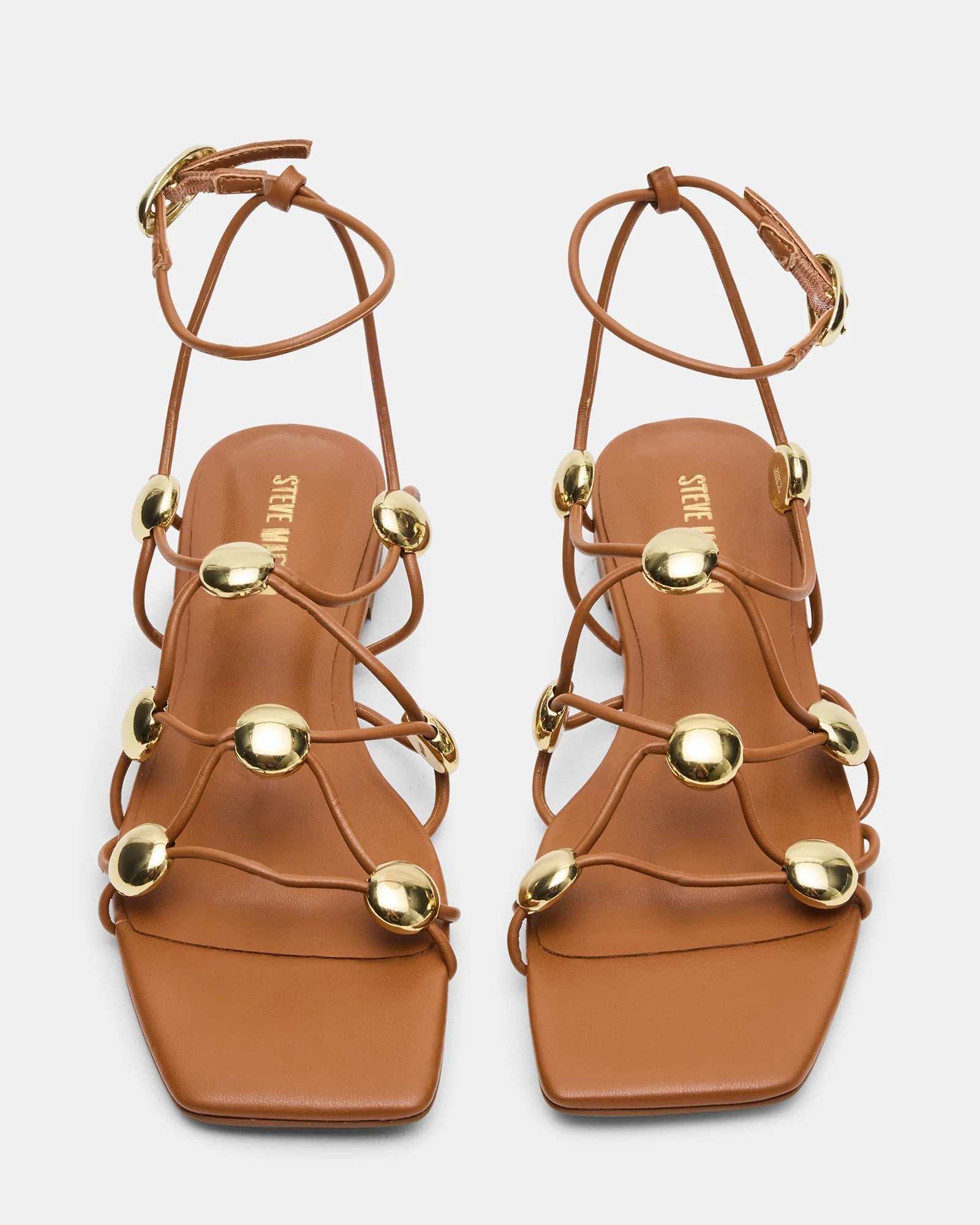 TIDES Cognac Strappy Square-Toe Women's Sandal | Steve Madden (US)