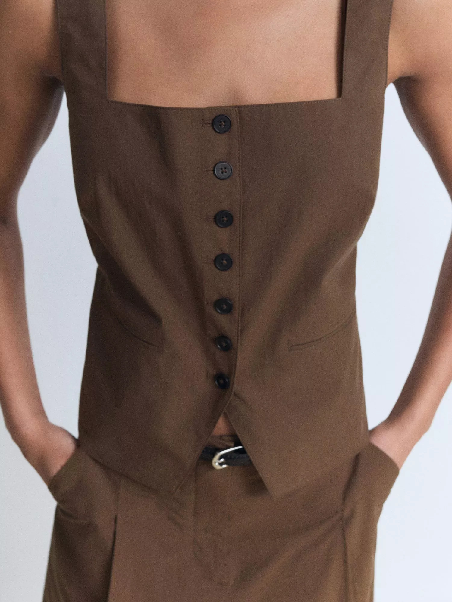 Mango Huga Tailored Wiastcoat, Brown | John Lewis (UK)