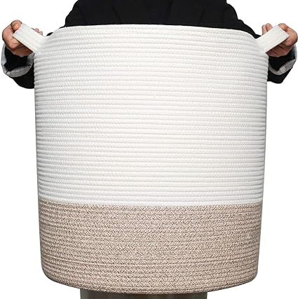 MINTWOOD Design Extra Large 20 x 18 Inches Decorative Woven Cotton Rope Basket, Tall Laundry Bask... | Amazon (US)