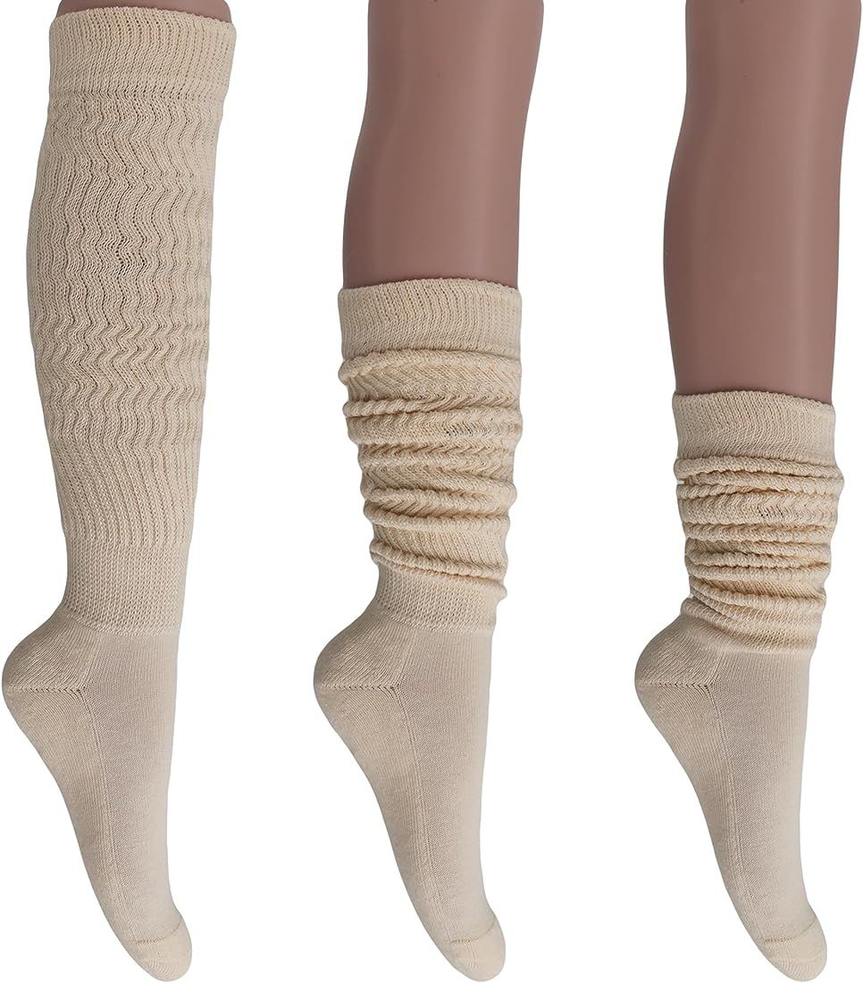 AWS/American Made Women's Extra Long Heavy Slouch Cotton Socks Size 9 to 11 | Amazon (US)