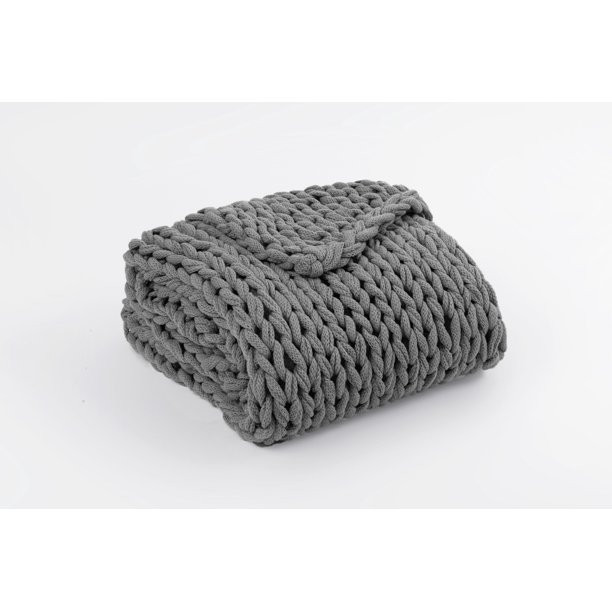 Silver One Super Chunky Knitted Throw Blanket, Gray, 50" x 60" | Walmart (US)