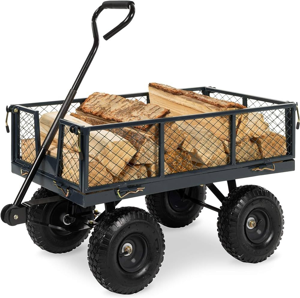 Best Choice Products Utility Garden Cart Wagon for Lawn, Yard w/Heavy-Duty Steel 400lb Weight Cap... | Amazon (US)