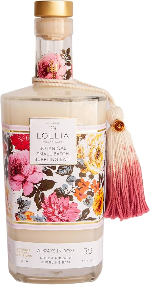 Lollia Always in Rose Bubble Bath, 25 fl oz, Rose & Hibiscus Scented Bubble Skin Care for Women, ... | Amazon (US)