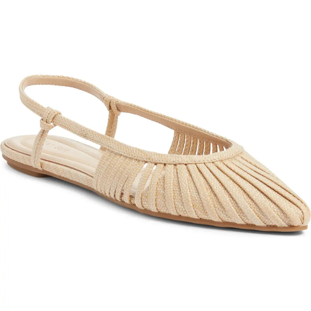 Open Edit Kaira Woven Slingback Flat in Natural at Nordstrom, Size 9 | Nordstrom