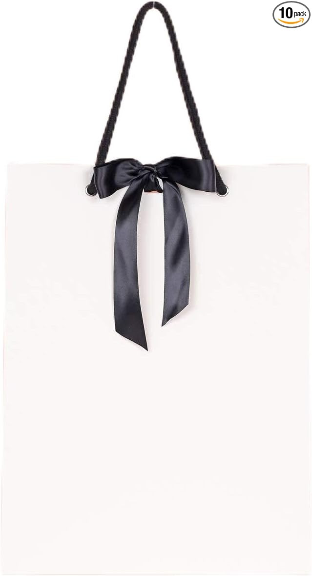 PAPERIST 10pcs Elegance Gift Bag with Satin Bows Ribbon, Sturdy Durable Thick Gift Bag, White gif... | Amazon (US)