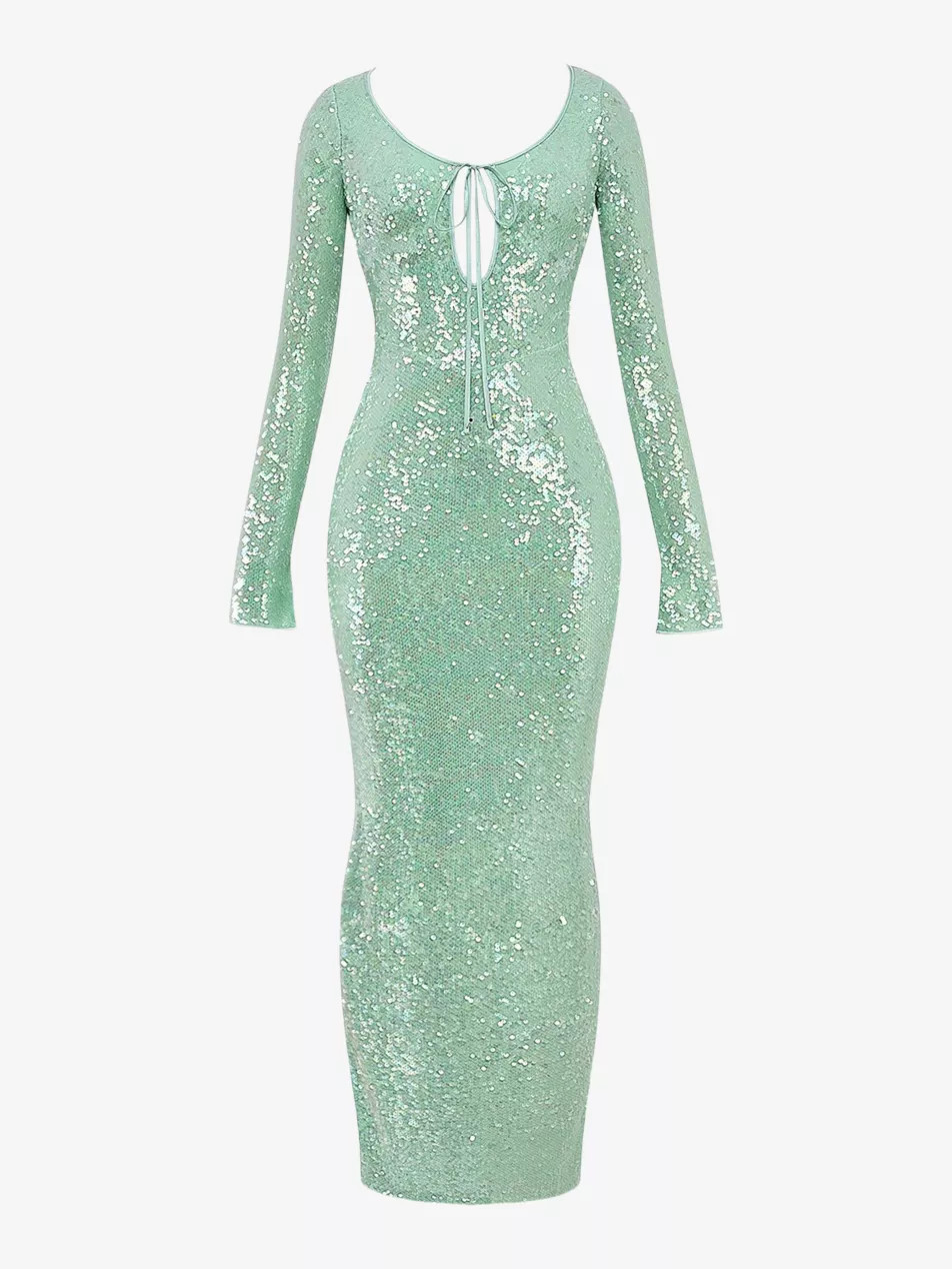 Titania sequin-embellished slim-fit stretch-woven maxi gown | Selfridges