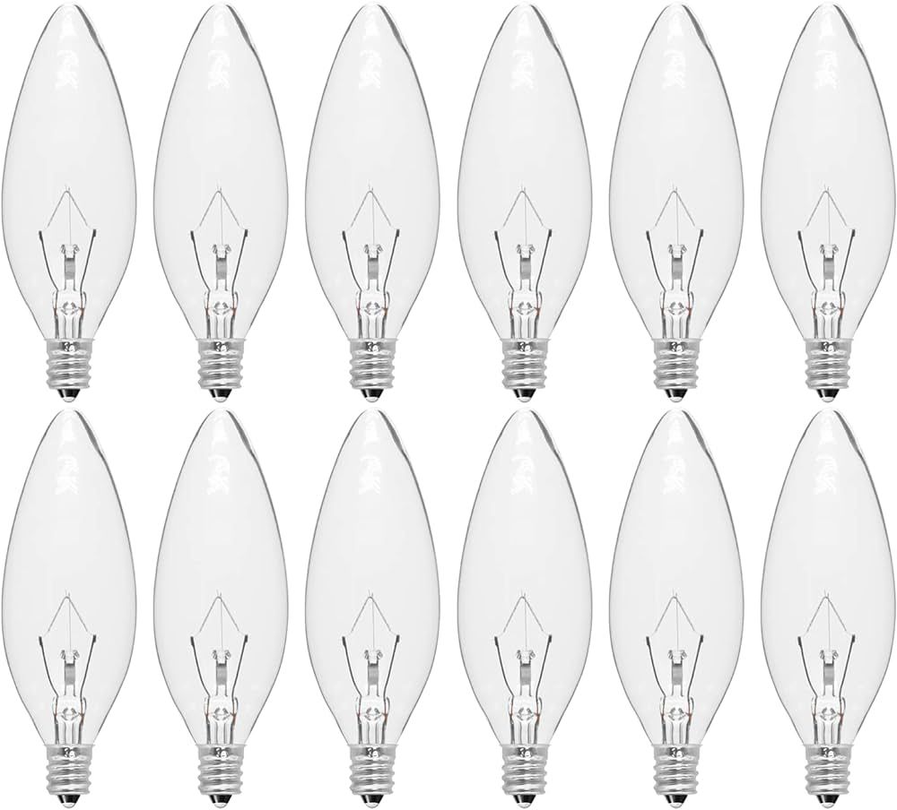 CYLYT 12-Pack E12 Incandescent Candle Light Bulbs 60W Warm White 2500K, 650 Lumen Dimmable Chande... | Amazon (US)