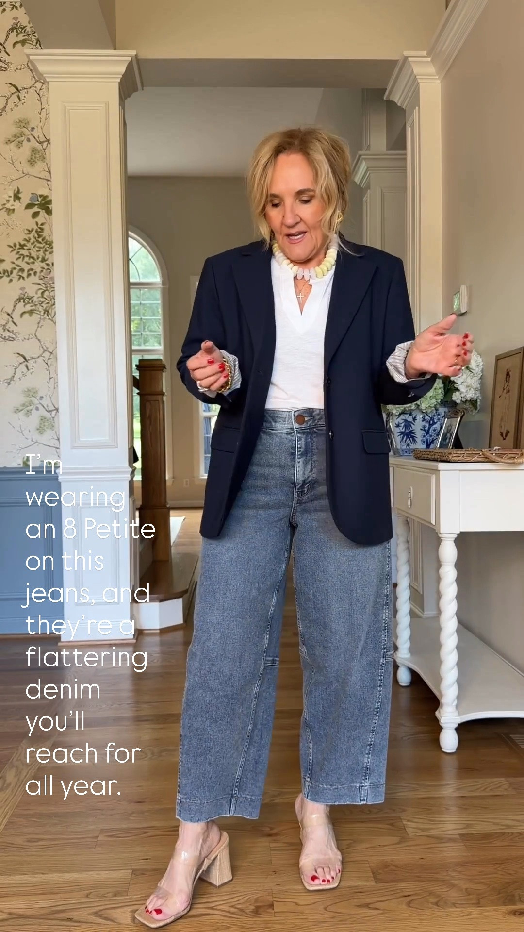 These Democracy jeans are such a great everyday denim! They feature Democracy’s signature waistband that smooths and flatters, with just the right amount of stretch for all-day comfort. This pair has subtle distressing for a casual, lived-in look. I’m wearing an 8 Petite, and they fit beautifully.

💡 LTK MADE EASY
❤️ Heart = Support my posts!
🔖 Save = Get sale & restock alerts
📋 Lists = Keep favorites organized
📲 Share = Send lists and products to a friend. Hello, Christmas List!
💬 Comment = Ask me anything about what I’m wearing.:-)

#LTKootd #LTKSeasonal #LTKOver40