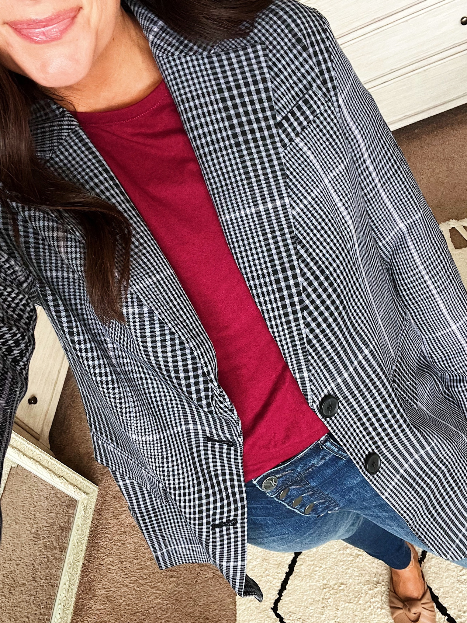 TARGET TUESDAY 🎯 
• I sized down in the blazer to an XS
• I sized up in the tshirt bodysuit to a medium 
• I sized down in the denim to a size 4