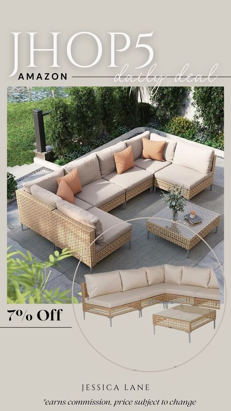 Amazon Daily Deal, save 7% on this seven piece outdoor sectional sofa and table. Patio set, outdoor sectional, outdoor furniture, patio furniture, outdoor living, Amazon home, Amazon patio, Amazon deal

#LTKhome #LTKSeasonal #LTKsalealert