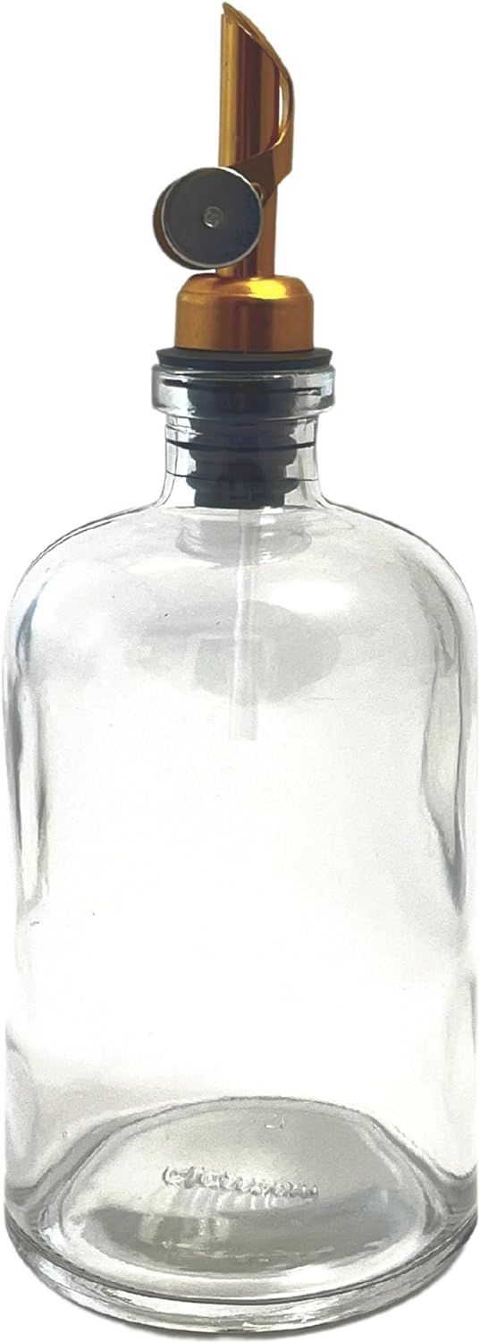 16-ounce Apothecary Clear Glass Bottle with Metal Pour Spout | Oils, Vinegars, Coffee Syrups, Mou... | Amazon (US)