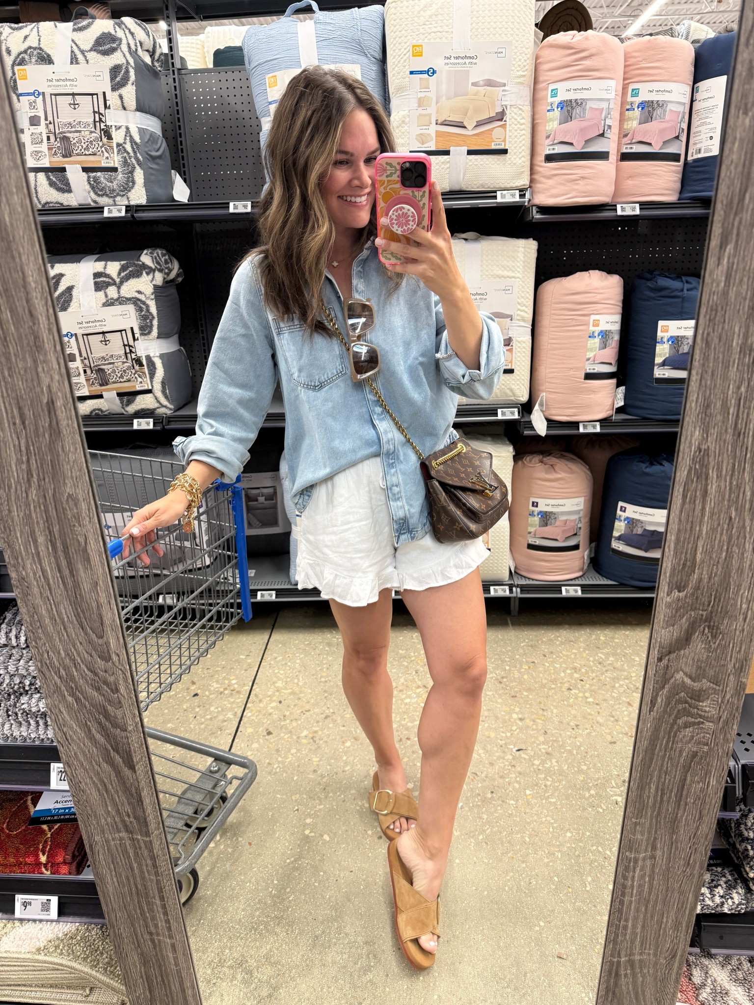 Casual ootd love these white shorts and the chambray is Walmart! All tts and love the look for less Amazon sandals! #walmartfashion #abercrombie #amazonfashion 

#LTKootd #LTKSaleAlert #LTKgrwm