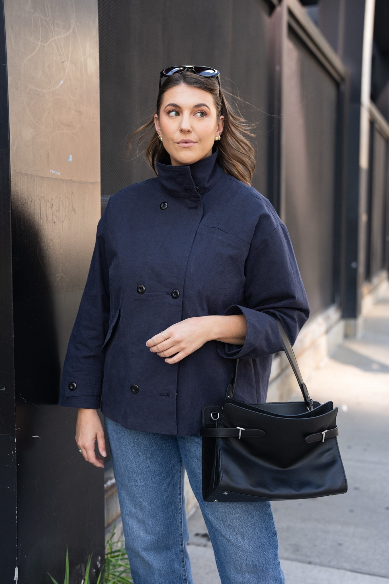 A good navy jacket is one of those fall pieces that makes everything look instantly more expensive. 🤎 Love it paired with relaxed denim, a structured black bag and simple accessories for an easy, polished everyday look.

navy fall jacket, fall jacket outfit, casual fall outfit, elevated basics, relaxed jeans outfit, everyday fall style, classic fall fashion, midsize fall outfit, size 14 fall fashion, large fall outfit

#LTKSeasonal #LTKdayinmylife #LTKTall