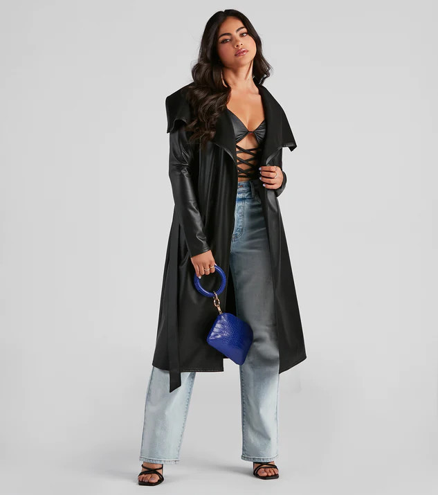Elevated And Chic Faux Leather Trench | Windsor Stores