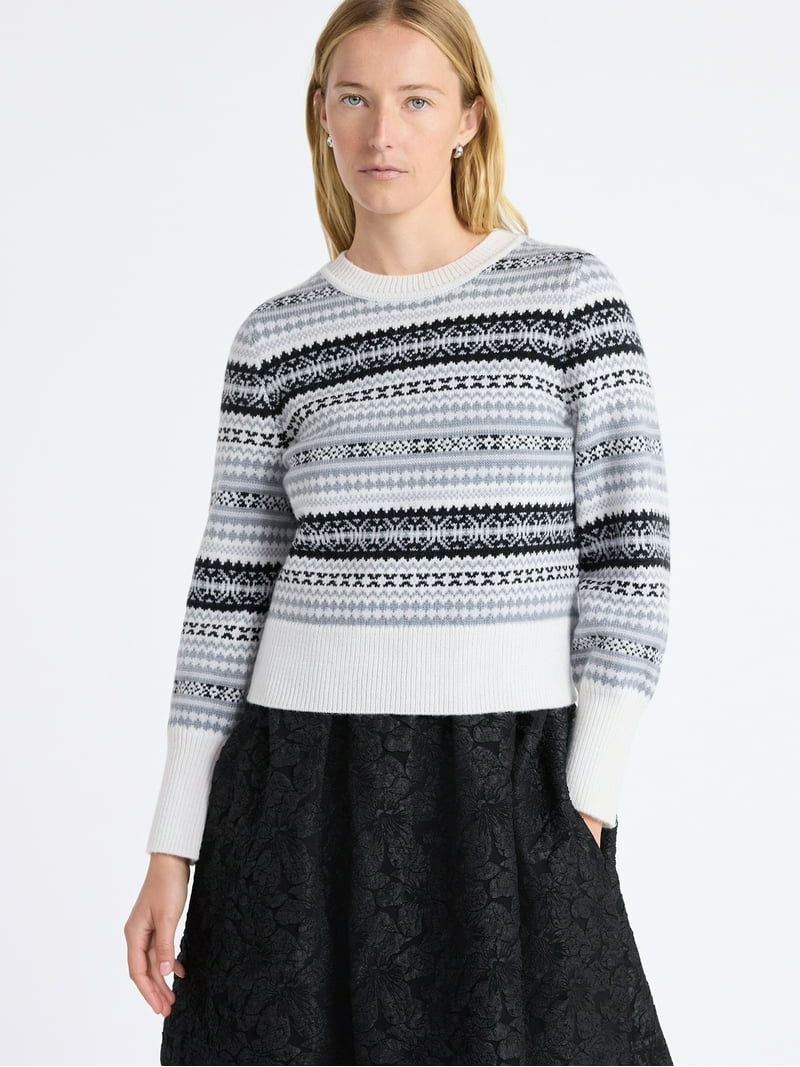 Free Assembly Women's and Women’s Plus Fair Isle Pullover Sweater with Tall Cuffs, Midweight, S... | Walmart (US)