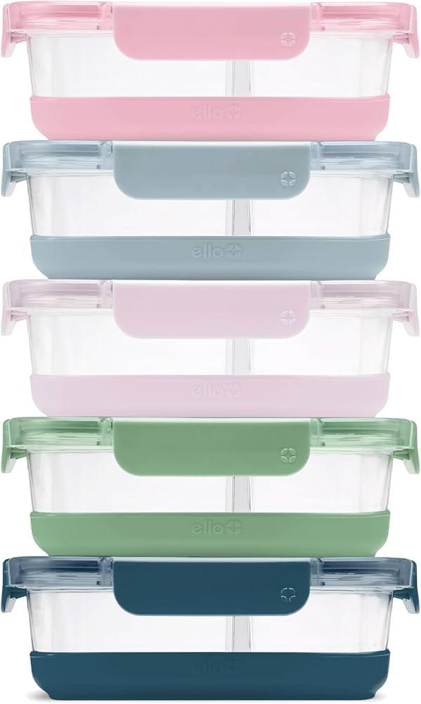 Ello Duraglass Refresh 3.4 Cup Divided Meal Prep Set 10Pc, 5 Pack, 2 Compartment Glass Food Stora... | Amazon (US)