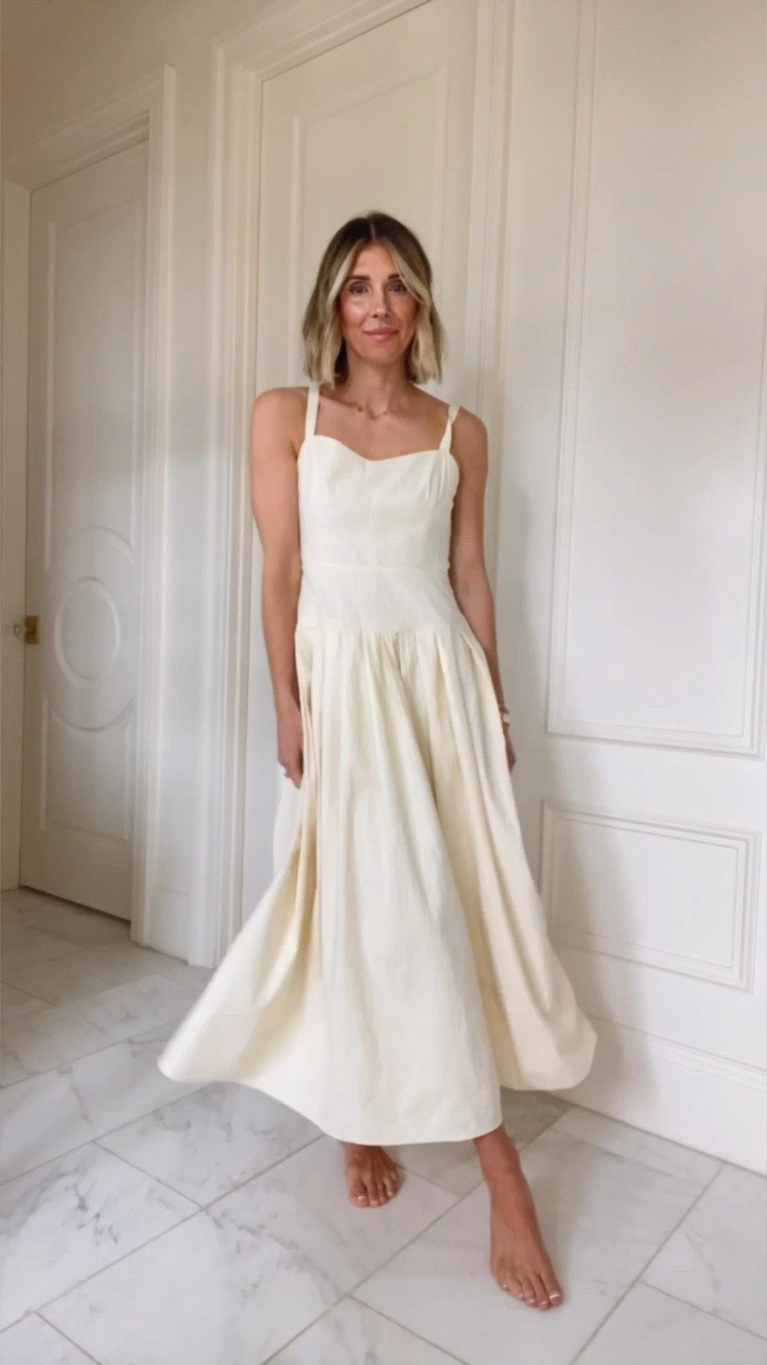 Butter yellow midi dress for summer. I'm wearing size xs 