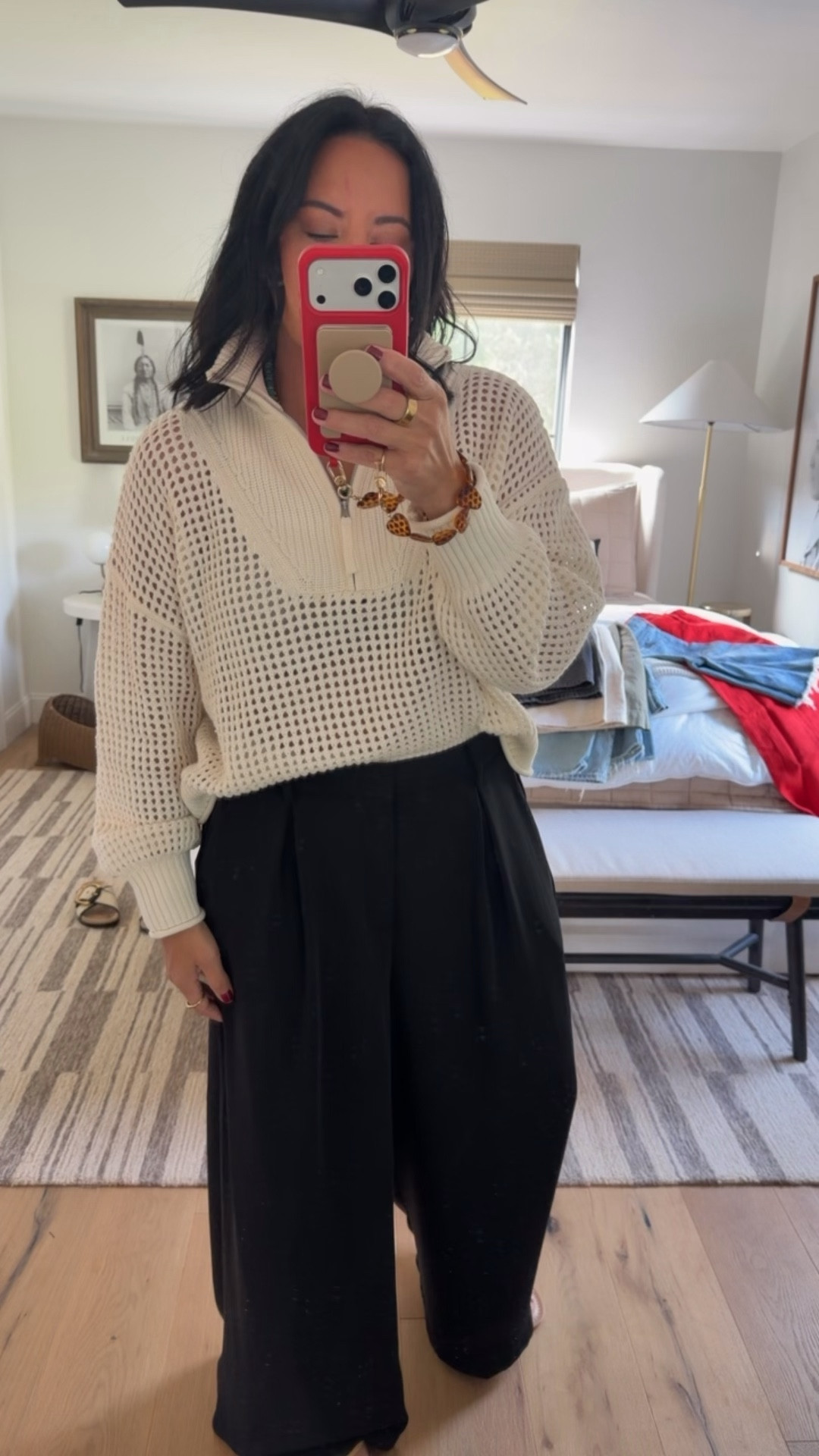 Top size medium, pants size large (I’m reordering them in a medium), shoes fit tts (size down if you are between sizes). 

#LTKSaleAlert #LTKWorkwear #LTKOver40