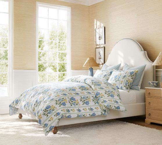 Krysta Floral Reversible Percale Duvet Cover | Pottery Barn (US)