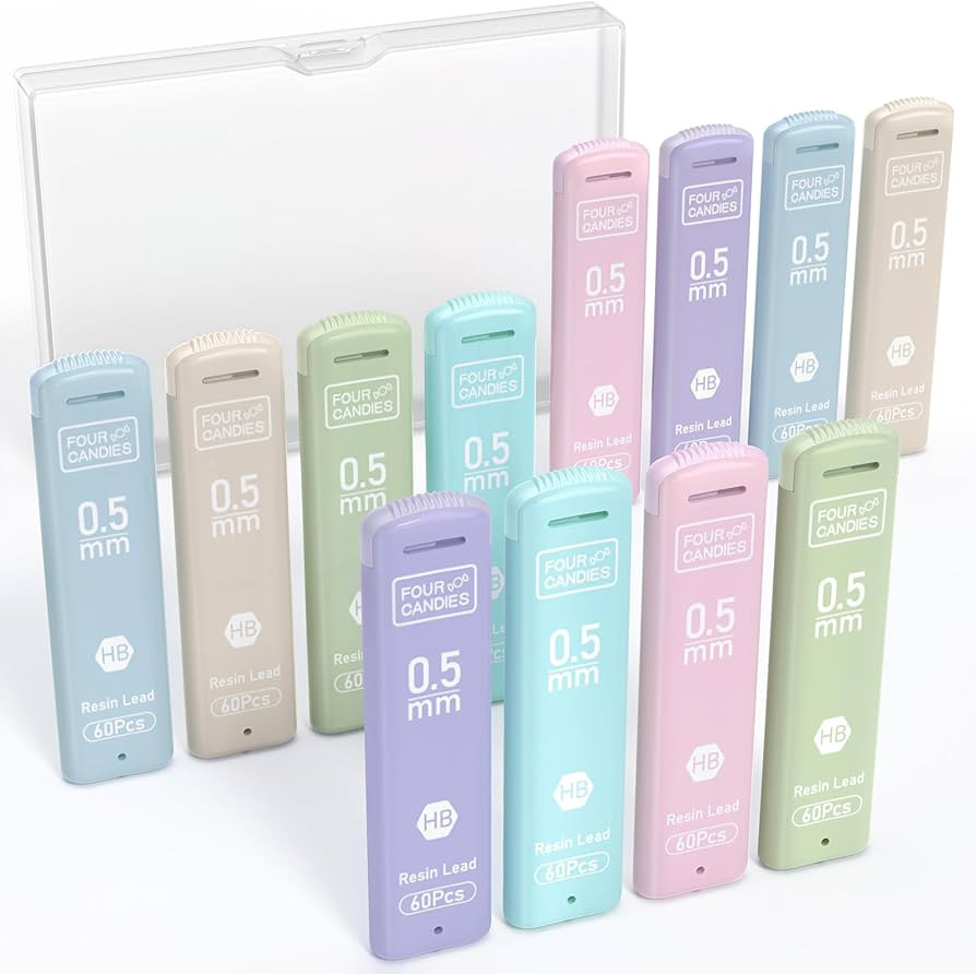 Four Candies 0.5mm Lead Refills in Case, Pack of 720 PCS Black HB #2 Break Resistant Mechanical P... | Amazon (US)