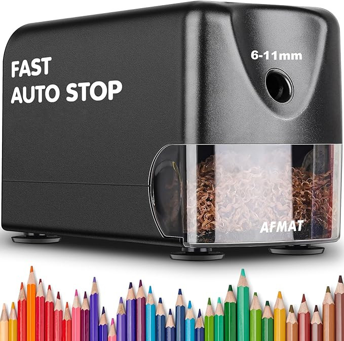 AFMAT Heavy Duty Electric Pencil Sharpener, Classroom Pencil Sharpeners for 6-11mm No.2/Colored P... | Amazon (US)