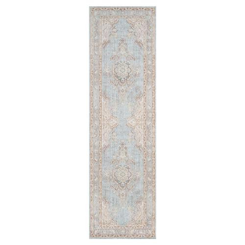 Esme Modern Pastel Blue Beige Diamond Medallion Patterned Rug | Kathy Kuo Home