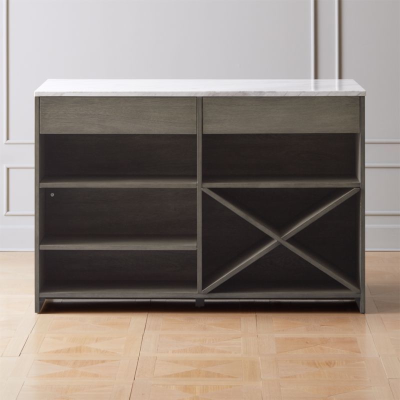 White Marble Top Island Grey WoodIn stock and ready for delivery to ZIP code   02151 Change Zip ... | CB2